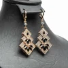Boucles d'oreilles parure Pyramid de Cléopâtre perles d'eau douce zircons blancs cristaux acier doré