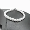 Bracelet femme perles blanches acier inoxydable fermoir toggle