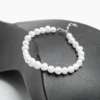 Bracelet en perles d'eau douce parure Flocons de neige acier inoxydable argenté