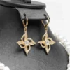 Boucles d'oreilles parure Étoile à fleurs cristaux zircons acier inoxydable doré