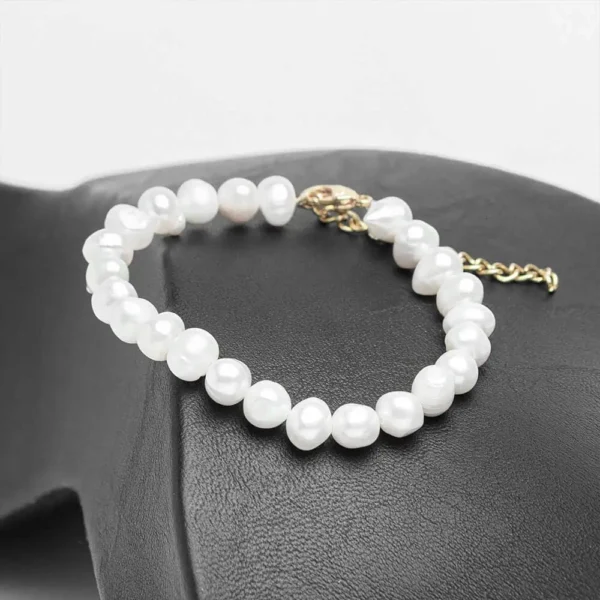 Bracelet en perles d'eau douce parure Étoile à fleurs acier inoxydable doré