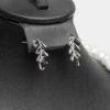 Boucles d'oreilles parure La plume d'obsidienne zircons noirs cristaux acier inoxydable