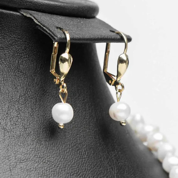 Boucles d'oreilles parure Panache perles d'eau douce finition dorée acier