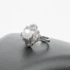 Bague parure Pierre lys de mer perle d'eau douce zircons cristaux finition argentée