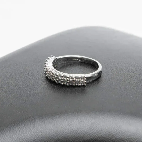 Bague double rang zircons blancs scintillants finition argentée Ascellà Algérie