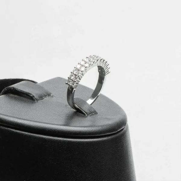 Bague double rang zircons blancs scintillants finition argentée Ascellà Algérie