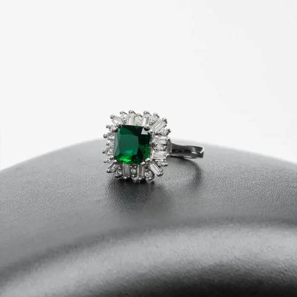 Bague acie inoxydable avec zircon vert émeraude et cristaux parure Crépuscule de cristal
