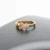 Bague parure Oursins d'or zircons cristaux motif fleur finition dorée